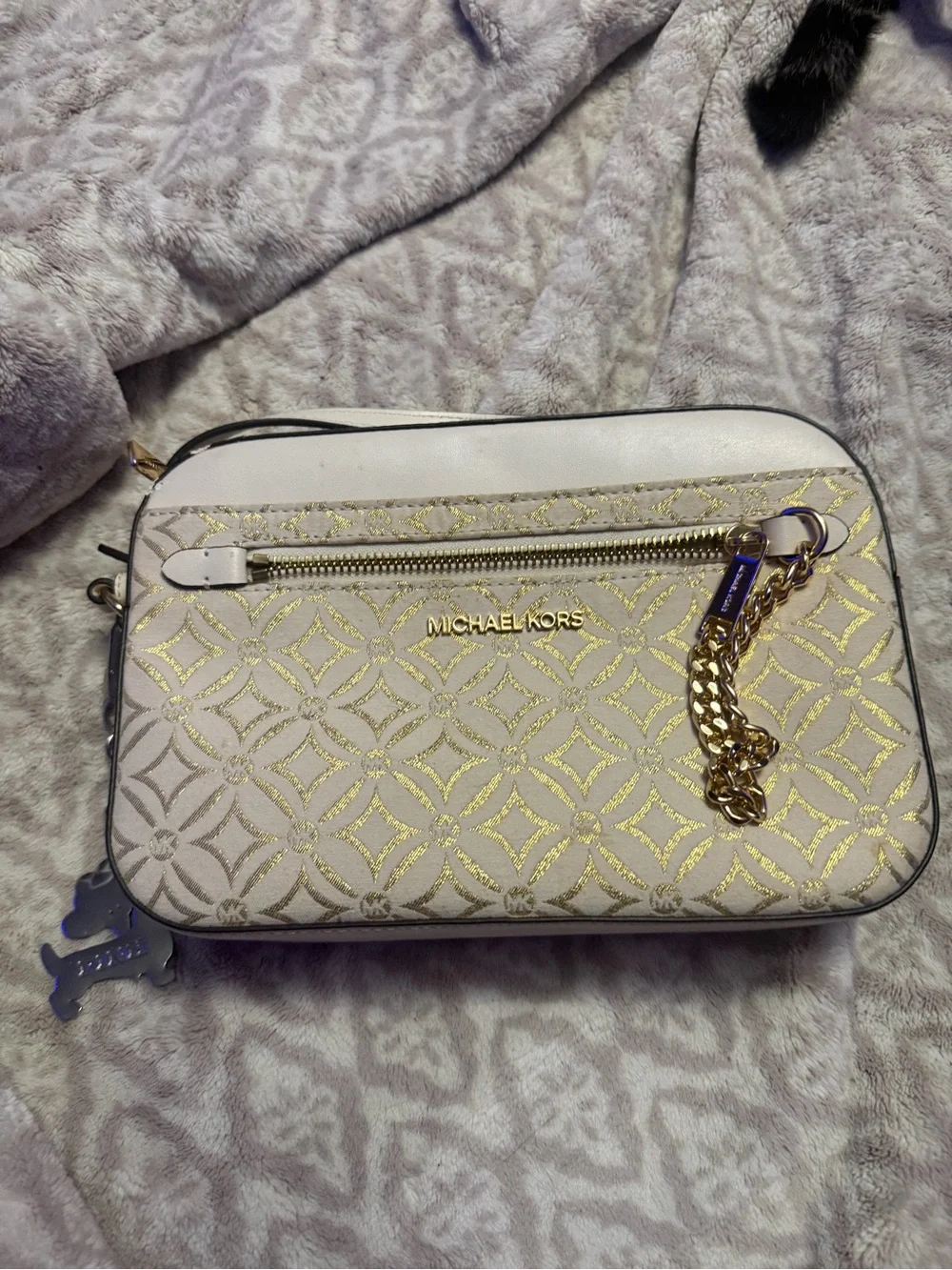 Michael Kors Cream & Gold Signature Crossbody Bag